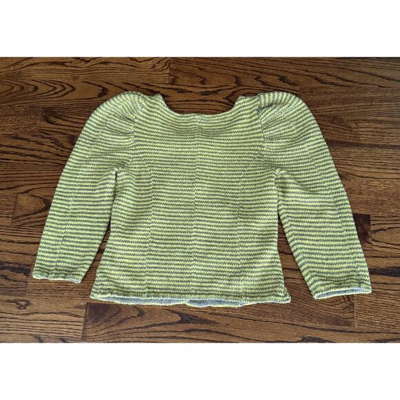 Anthropologie MOTH Sweater Yellow Silver Stripe Retro 40s Coquette Fall Winter - Picture 4 of 10